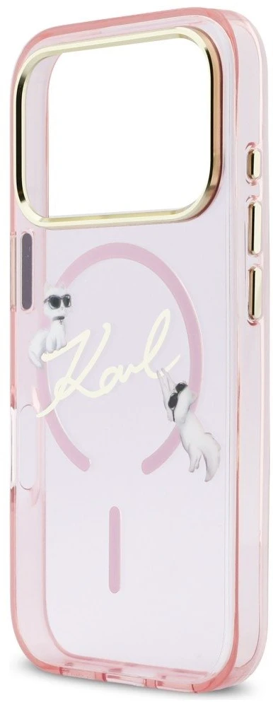 Dėklas Karl Lagerfeld IML Choupettes Karl Script Logo MagSafe Case for iPhone 17 Pro Max - Rožinė