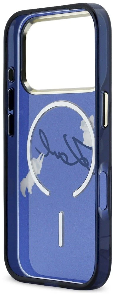 „Karl Lagerfeld IML Choupettes Karl Script Logo MagSafe“ dėklas, skirtas „iPhone 17 Pro“ - Mėlyna