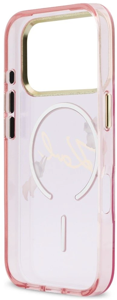 Dėklas Karl Lagerfeld IML Choupettes Karl Script Logo MagSafe Case for iPhone 17 Pro Max - Rožinė
