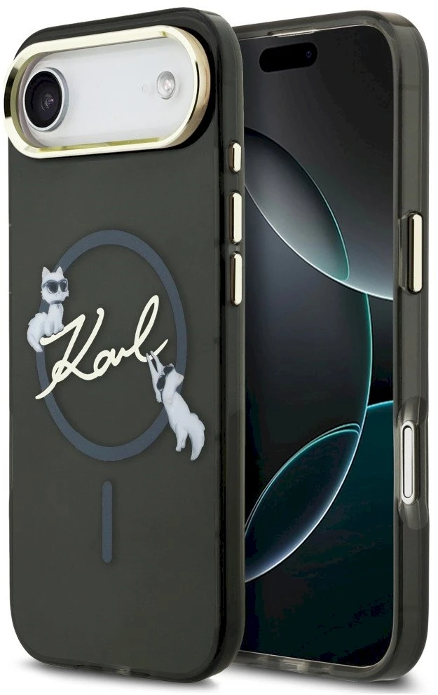 Dėklas Karl Lagerfeld IML Choupettes Karl Script Logo MagSafe iPhone Air Case - Juodas