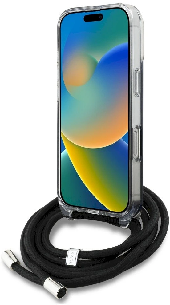 Karl Lagerfeld IML per petį nešiojamas Karl&Choupette dėklas iPhone 16 Pro Max telefonui - Juodas