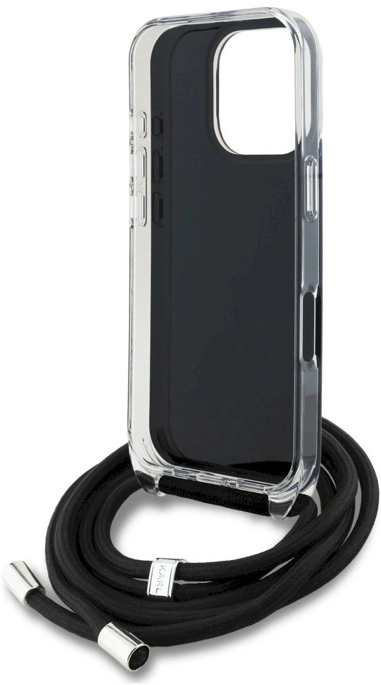 Karl Lagerfeld IML per petį nešiojamas Karl&Choupette dėklas iPhone 16 Pro Max telefonui - Juodas