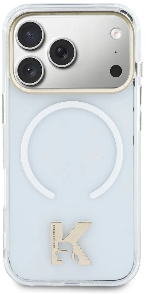 „Karl Lagerfeld IML K Head Logo MagSafe“ dėklas, skirtas „iPhone 17 Pro“ – skaidrus