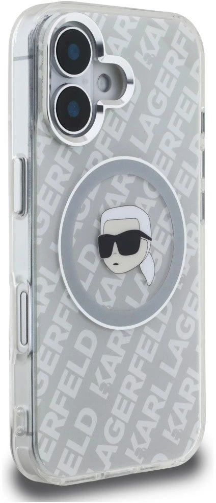 „Karl Lagerfeld IML Karl Head Logo MagSafe“ dėklas, skirtas „iPhone 16“ – pilkas