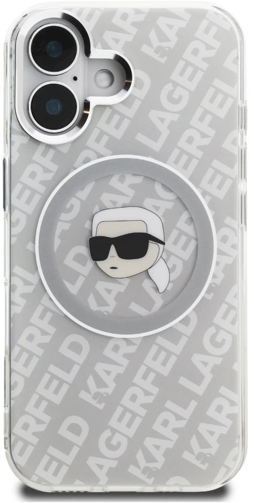 „Karl Lagerfeld IML Karl Head Logo MagSafe“ dėklas, skirtas „iPhone 16“ – pilkas
