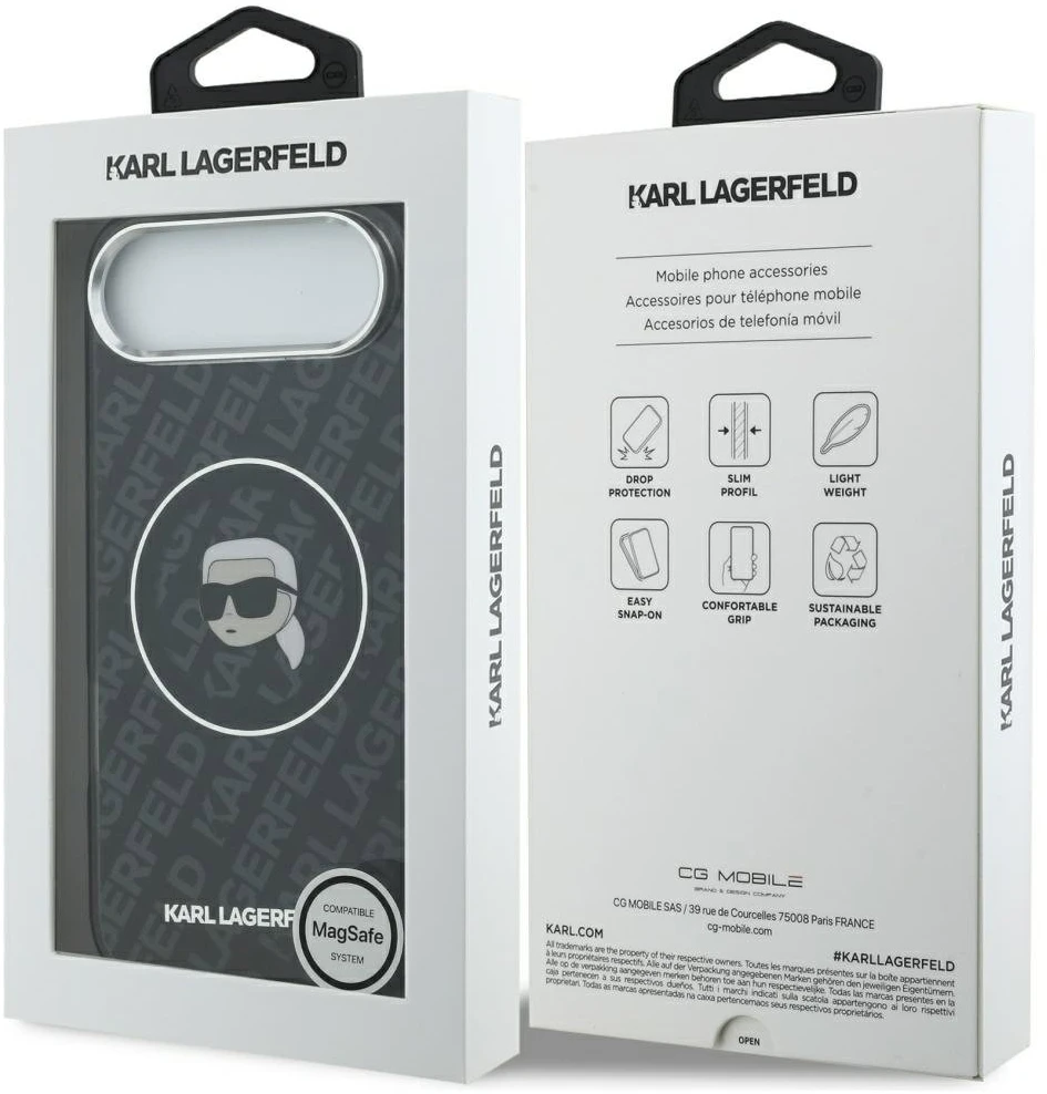 „Karl Lagerfeld IML Karl Head Logo MagSafe“ dėklas, skirtas „iPhone 17 Air“ – Juodas