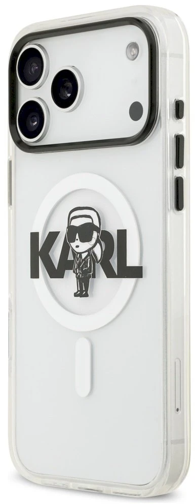 Karl Lagerfeld IML Karl Sketch Logo MagSafe dėklas iPhone 17 Pro Max skaidrus
