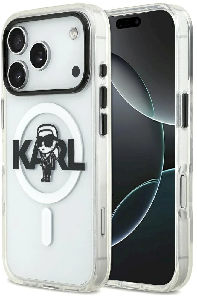 Karl Lagerfeld IML Karl Sketch Logo MagSafe dėklas Apple iPhone 17 Pro skaidrus