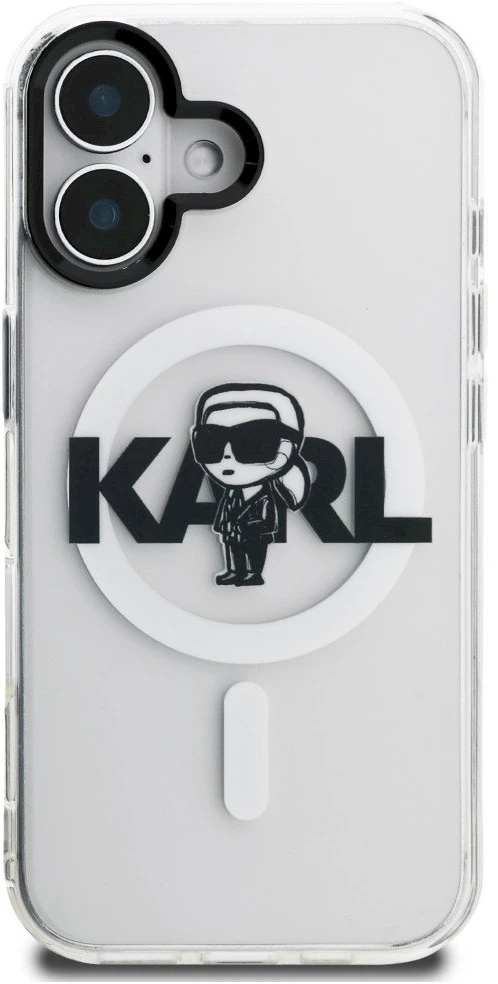 „Karl Lagerfeld IML Karl Sketch Logo MagSafe“ dėklas, skirtas „iPhone 16“ – skaidrus