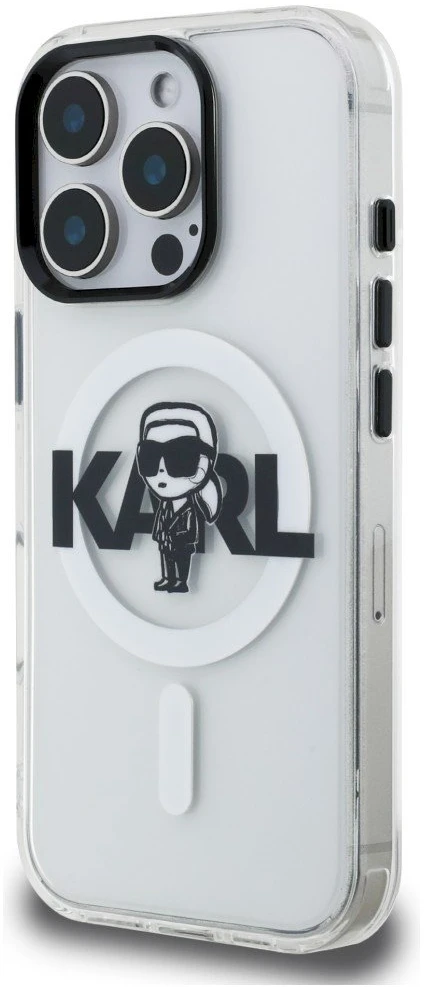 „Karl Lagerfeld IML Karl Sketch Logo MagSafe“ dėklas, skirtas „iPhone 16 Pro Max“ – skaidrus