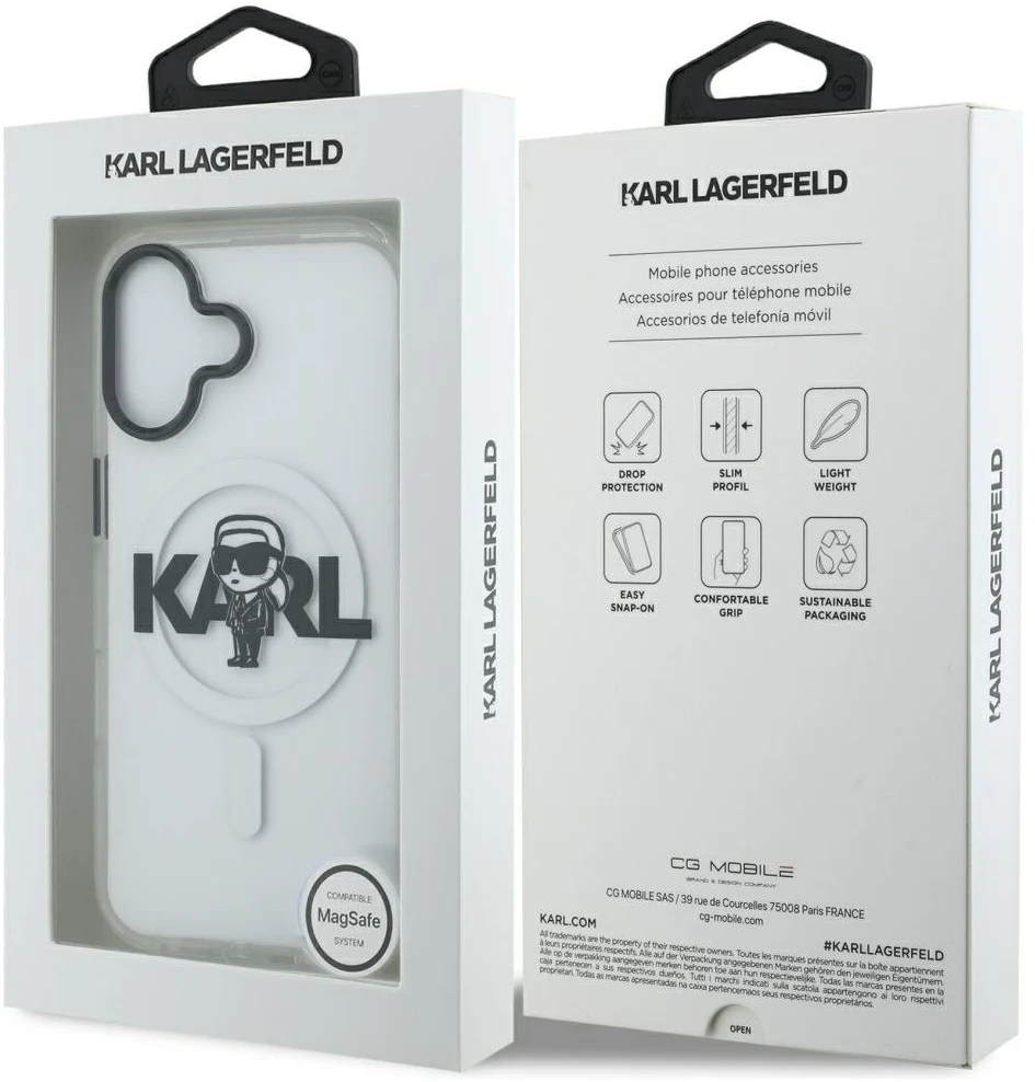 Karl Lagerfeld IML Karl Sketch Logo MagSafe dėklas Apple iPhone 17 skaidrus