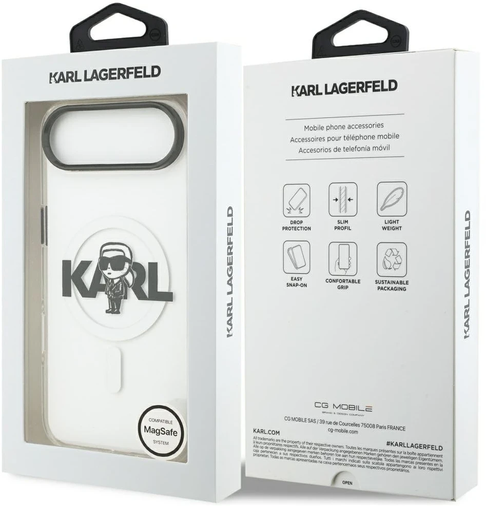 Karl Lagerfeld IML Karl Sketch Logo MagSafe dėklas Apple iPhone Air skaidrus