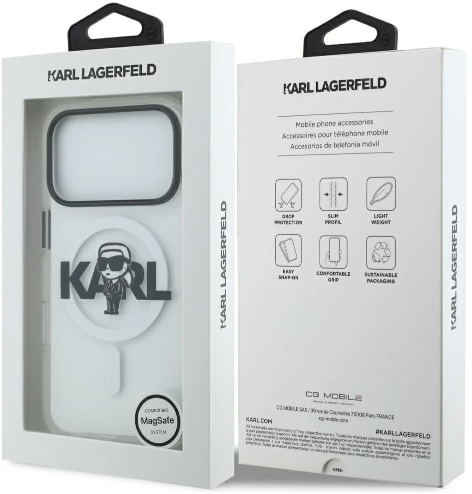 Karl Lagerfeld IML Karl Sketch Logo MagSafe dėklas Apple iPhone 17 Pro skaidrus