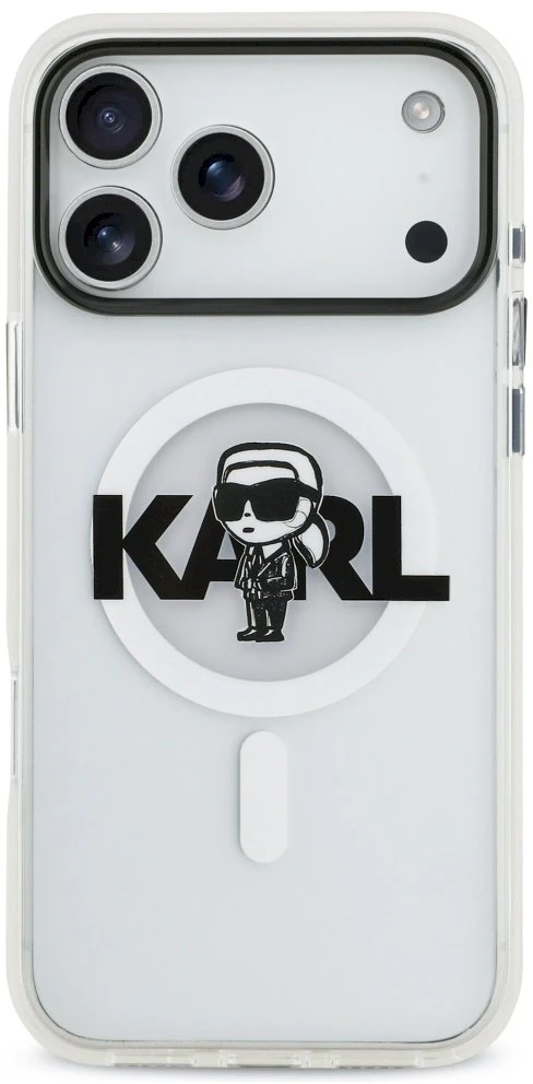 Karl Lagerfeld IML Karl Sketch Logo MagSafe dėklas iPhone 17 Pro Max skaidrus