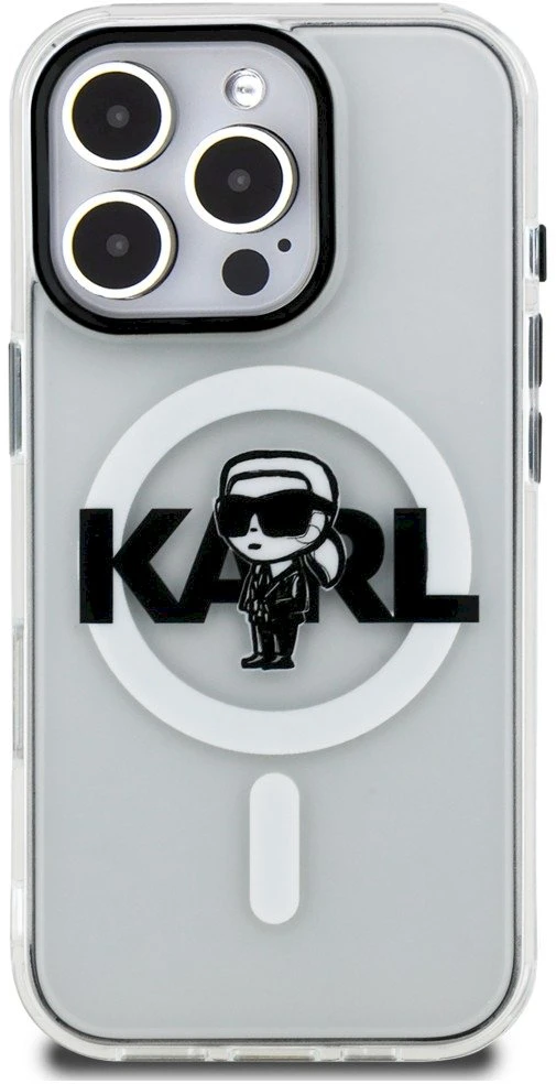 „Karl Lagerfeld IML Karl Sketch Logo MagSafe“ dėklas, skirtas „iPhone 16 Pro“ – skaidrus