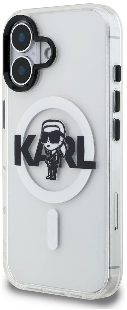 „Karl Lagerfeld IML Karl Sketch Logo MagSafe“ dėklas, skirtas „iPhone 16“ – skaidrus