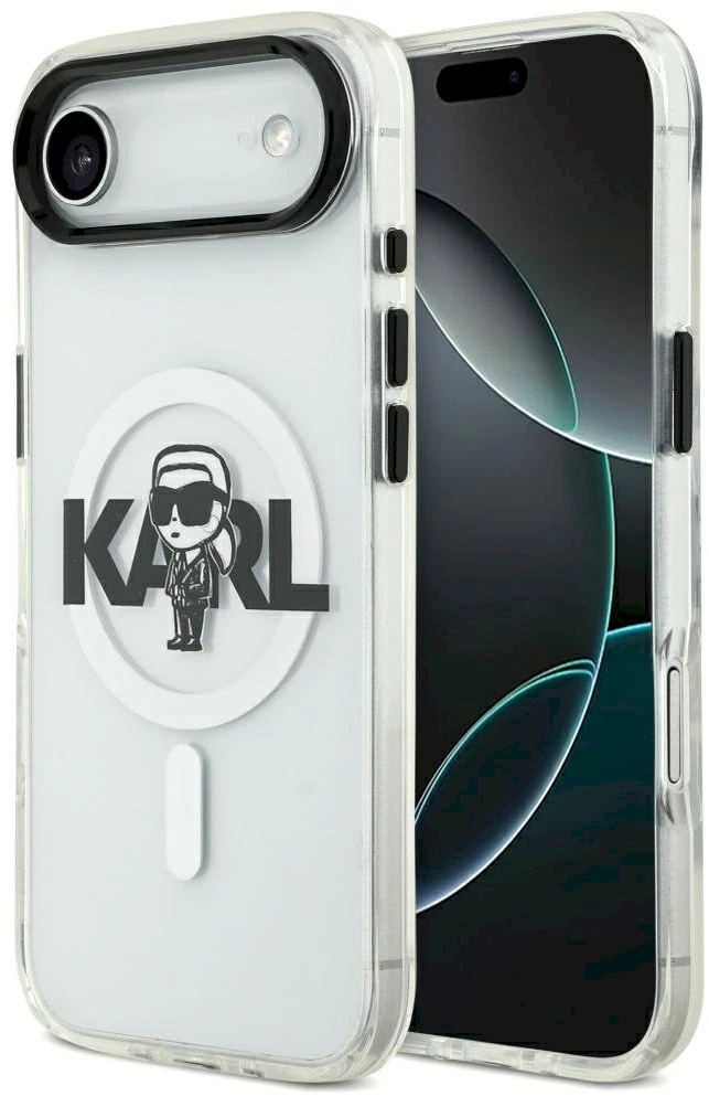 Karl Lagerfeld IML Karl Sketch Logo MagSafe dėklas Apple iPhone Air skaidrus
