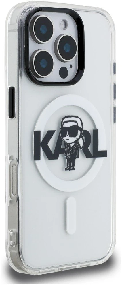 „Karl Lagerfeld IML Karl Sketch Logo MagSafe“ dėklas, skirtas „iPhone 16 Pro“ – skaidrus