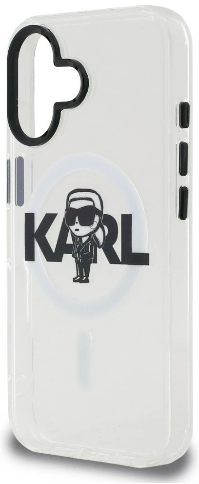 „Karl Lagerfeld IML Karl Sketch Logo MagSafe“ dėklas, skirtas „iPhone 16“ – skaidrus