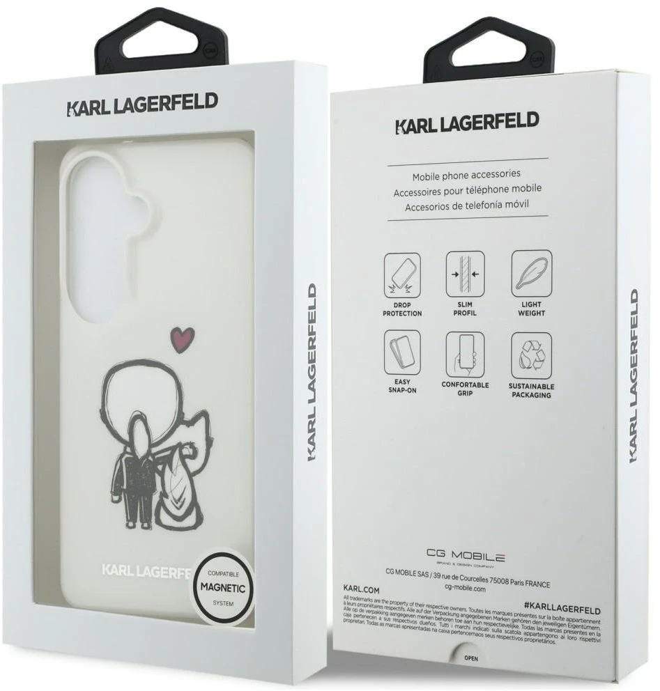 Karl Lagerfeld IML K&CH Back Logo Magnetic dėklas skirtas Apple iPhone Samsung Galaxy S26 skaidrus