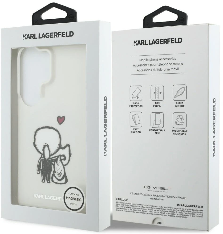 Karl Lagerfeld IML K&CH Back Logo Magnetic dėklas skirtas Apple iPhone Samsung Galaxy S26 Ultra skaidrus