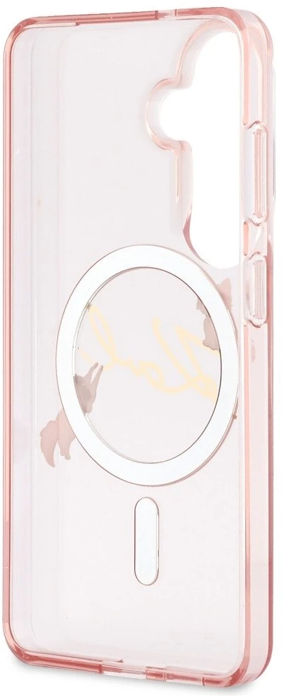 Karl Lagerfeld IML Choupette Karl Script Logo Magnetic dėklas skirtas Samsung Galaxy S26 Rožinė