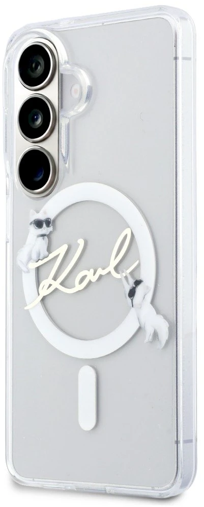Karl Lagerfeld IML Choupette Karl Script Logo Magnetic dėklas skirtas Samsung Galaxy S26 Transparent