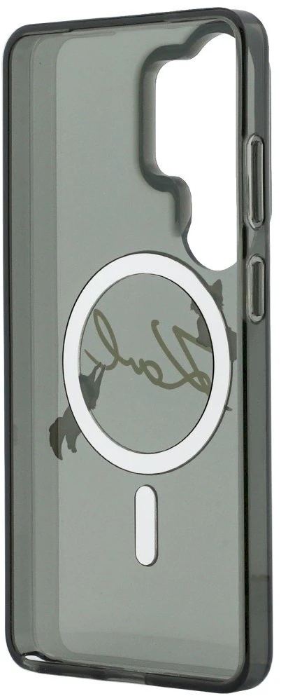 Karl Lagerfeld IML Choupette Karl Script Logo Magnetic dėklas skirtas Samsung Galaxy S26 Ultra juodos spalvos