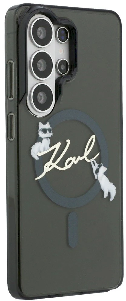 Karl Lagerfeld IML Choupette Karl Script Logo Magnetic dėklas skirtas Samsung Galaxy S26 Ultra juodos spalvos