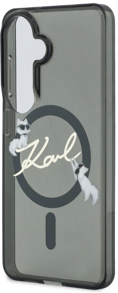 Karl Lagerfeld IML Choupette Karl Script Logo Magnetic dėklas skirtas Samsung Galaxy S26 juodos spalvos