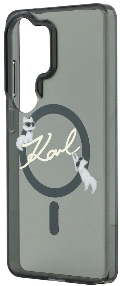 Karl Lagerfeld IML Choupette Karl Script Logo Magnetic dėklas skirtas Samsung Galaxy S26 Ultra juodos spalvos