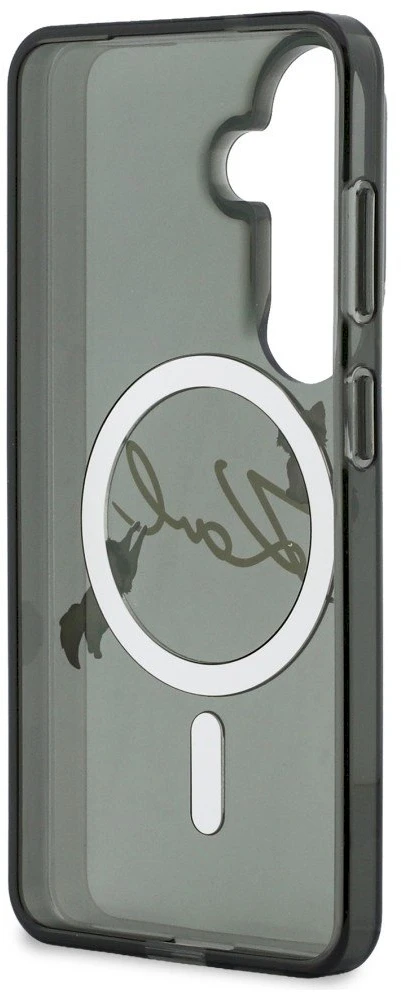 Karl Lagerfeld IML Choupette Karl Script Logo Magnetic dėklas skirtas Samsung Galaxy S26 juodos spalvos