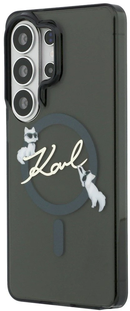 Karl Lagerfeld IML Choupette Karl Script Logo Magnetic dėklas skirtas Samsung Galaxy S26 Ultra juodos spalvos