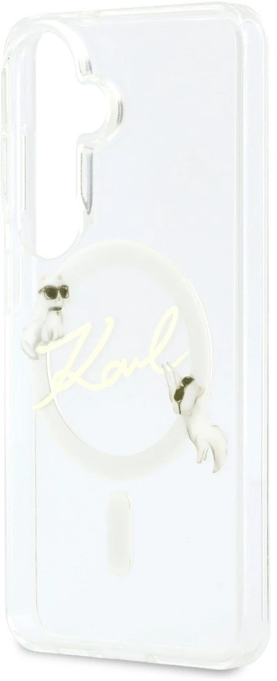 Karl Lagerfeld IML Choupette Karl Script Logo Magnetic dėklas skirtas Samsung Galaxy S26 Transparent