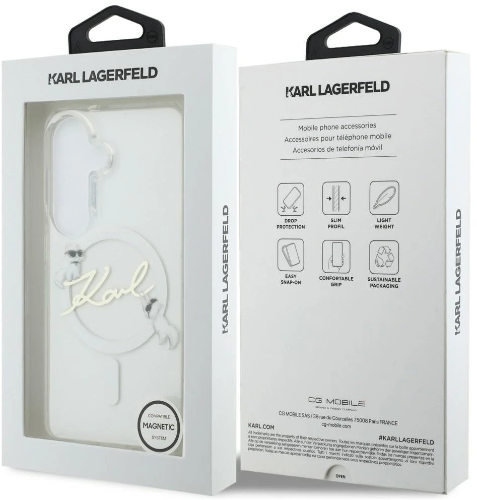 Dėklas Karl Lagerfeld IML KC Script MagSafe Samsung Galaxy S26 Plus skaidrus