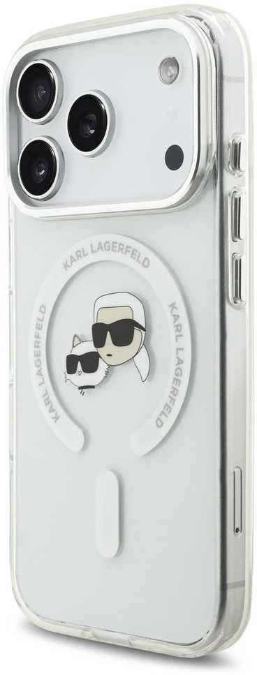 Karl Lagerfeld IML K&CH Heads Metal Frame MagSafe dėklas skirtas iPhone 17 Pro skaidrus