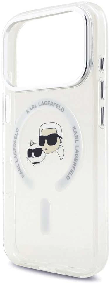 Karl Lagerfeld IML K&CH Heads Metal Frame MagSafe dėklas skirtas iPhone 17 Pro skaidrus