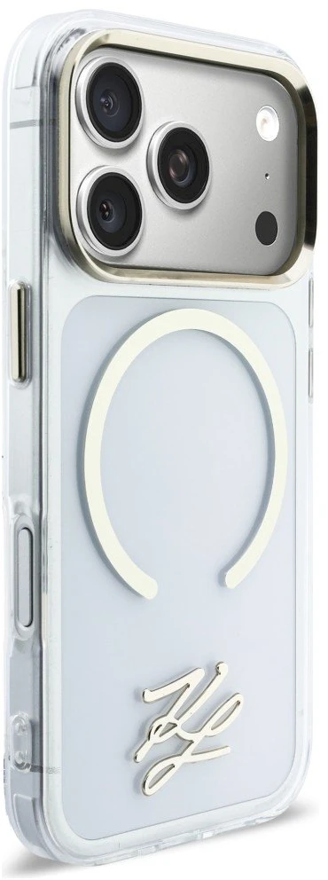 „Karl Lagerfeld IML KL Script Logo MagSafe“ dėklas, skirtas „iPhone 17 Pro Max“ – skaidrus