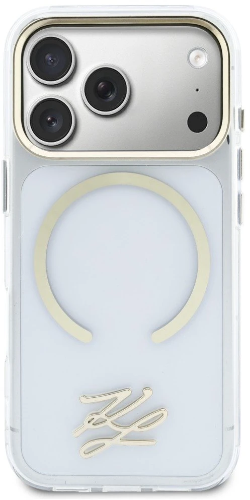 „Karl Lagerfeld IML KL Script Logo MagSafe“ dėklas, skirtas „iPhone 17 Pro Max“ – skaidrus