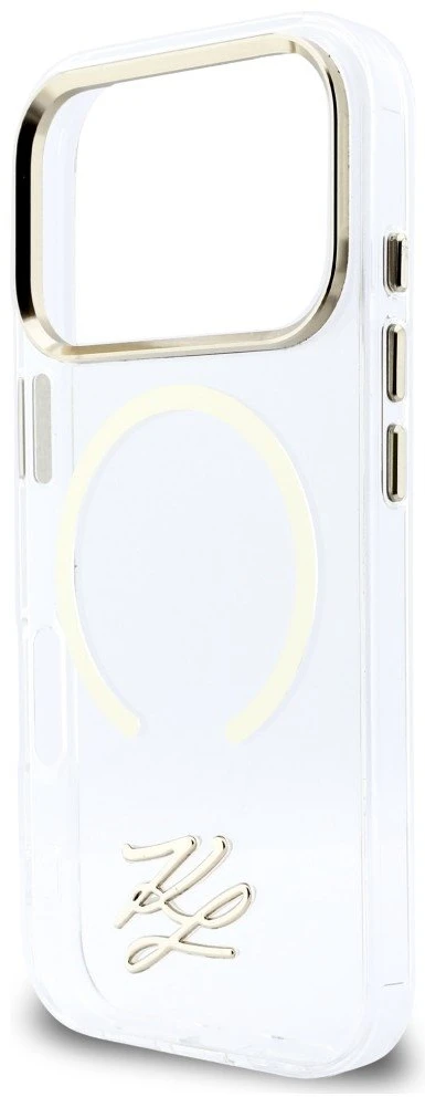 „Karl Lagerfeld IML KL Script Logo MagSafe“ dėklas, skirtas „iPhone 17 Pro Max“ – skaidrus