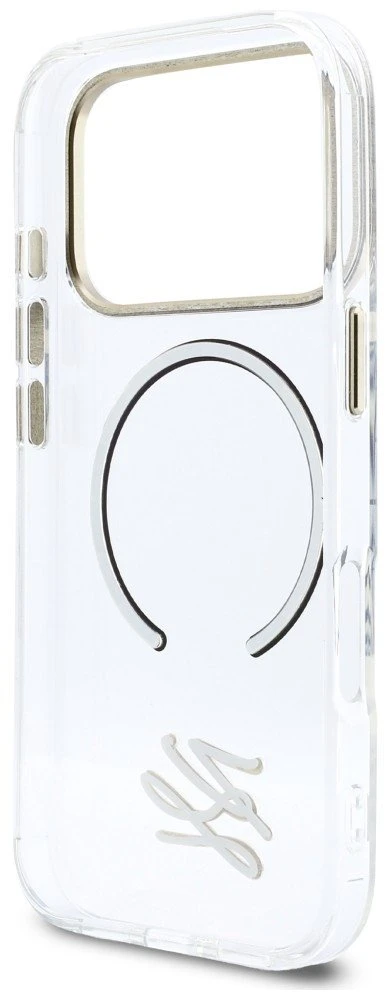 „Karl Lagerfeld IML KL Script Logo MagSafe“ dėklas, skirtas „iPhone 17 Pro Max“ – skaidrus