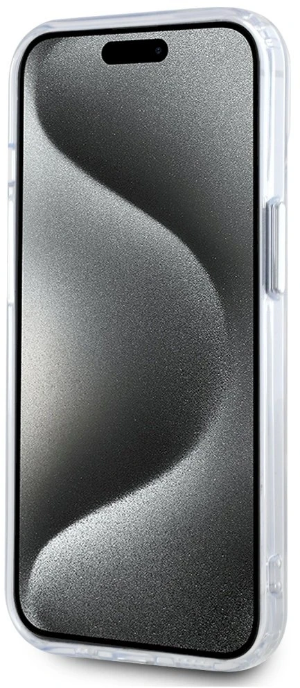Dėklas Karl Lagerfeld IML Metal Karl Head MagSafe Apple iPhone 15 Plus baltos spalvos