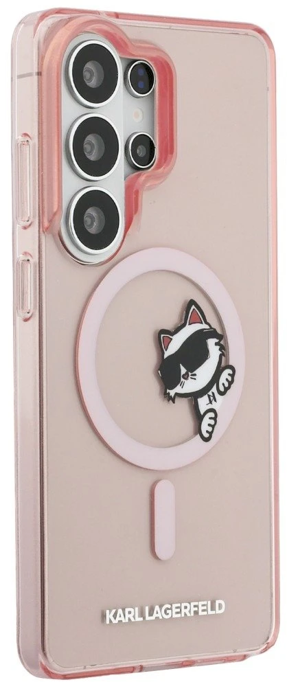 Dėklas Karl Lagerfeld IML Peekaboo Choupette MagSafe Samsung Galaxy S26 Ultra rožinės spalvos