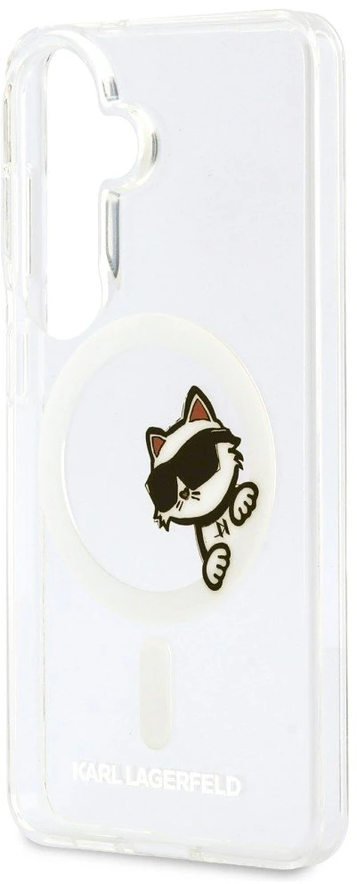 Karl Lagerfeld IML Choupette Peekaboo Logo Magnetic dėklas skirtas Apple iPhone Samsung Galaxy S26 skaidrus