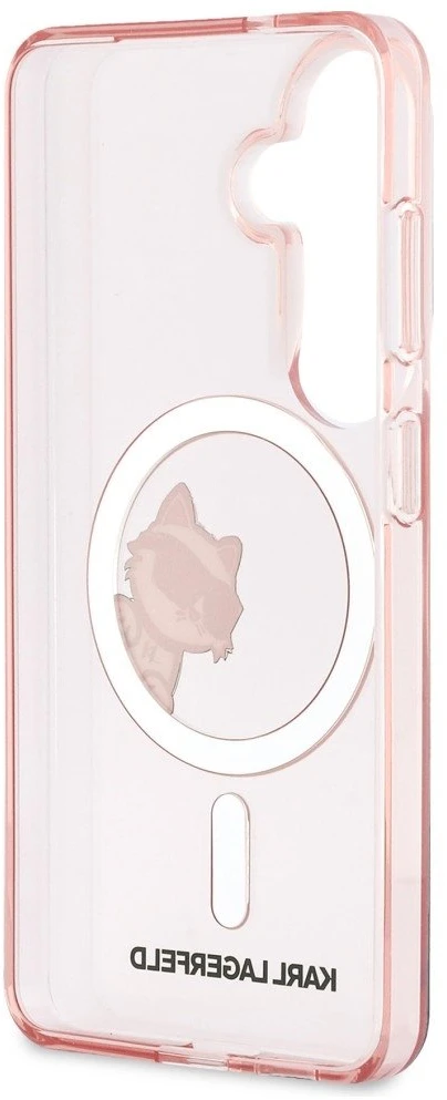 Dėklas Karl Lagerfeld IML Peekaboo Choupette MagSafe Samsung Galaxy S26 rožinės spalvos
