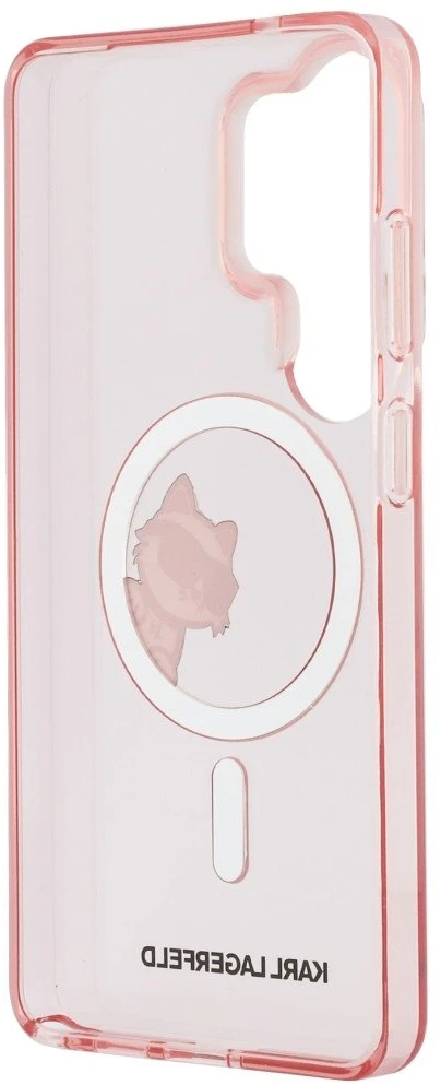 Dėklas Karl Lagerfeld IML Peekaboo Choupette MagSafe Samsung Galaxy S26 Ultra rožinės spalvos