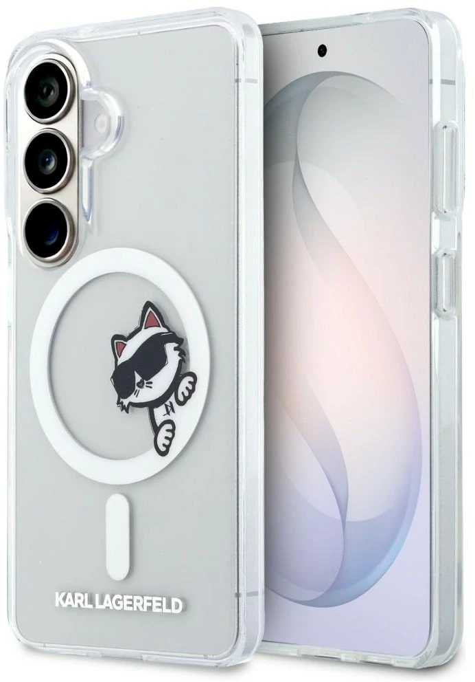Karl Lagerfeld IML Choupette Peekaboo Logo Magnetic dėklas skirtas Apple iPhone Samsung Galaxy S26 skaidrus