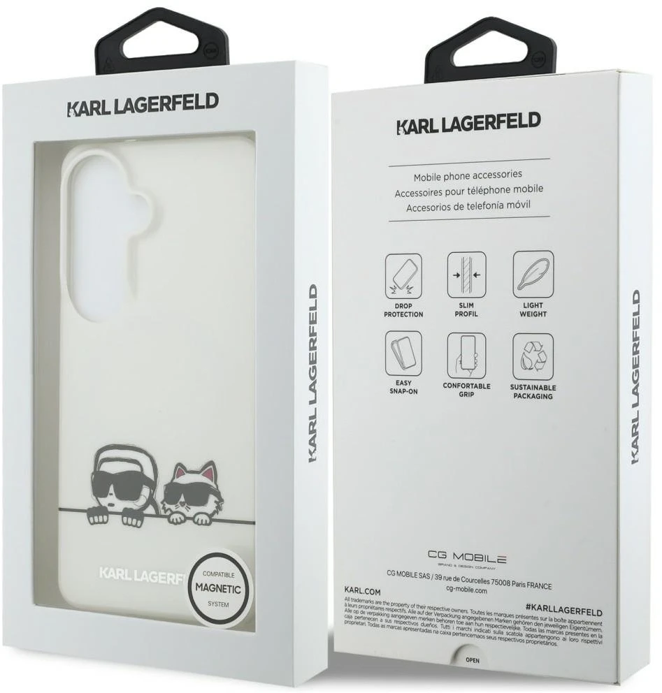 Karl Lagerfeld IML K&CH Peekaboo Logo Magnetic dėklas skirtas Apple iPhone Samsung Galaxy S26+ baltos spalvos