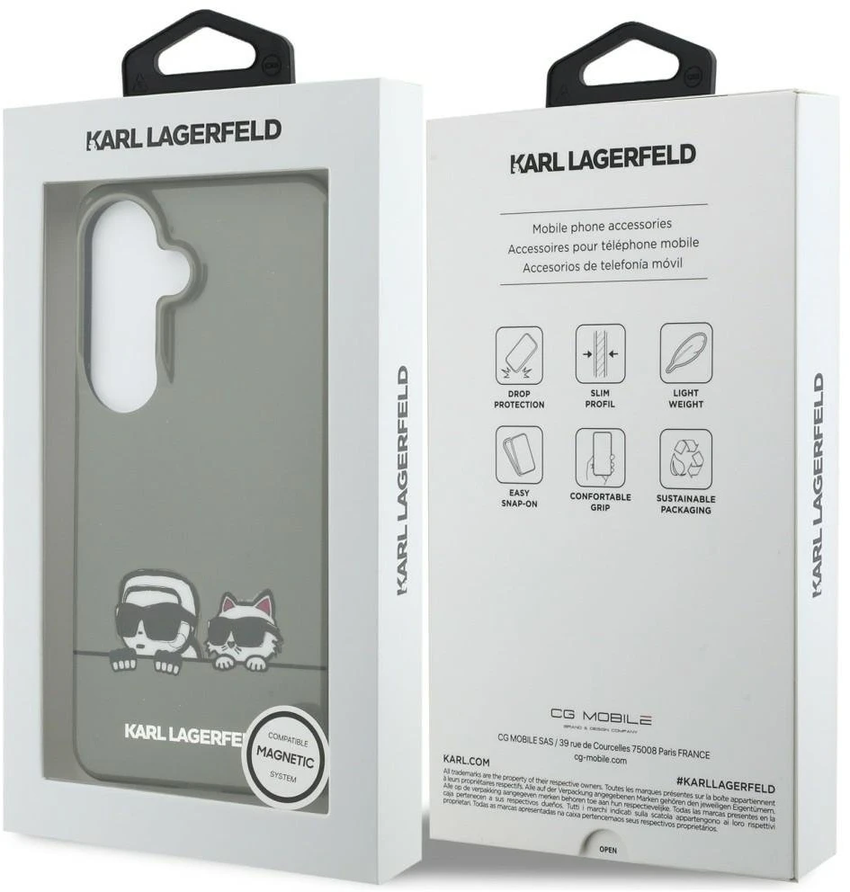 Karl Lagerfeld IML K&CH Peekaboo Logo Magnetic dėklas skirtas Apple iPhone Samsung Galaxy S26 juodos spalvos