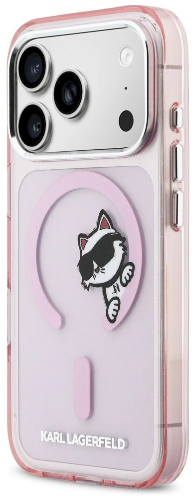 Dėklas Karl Lagerfeld IML Peekaboo MagSafe Case for iPhone 17 Pro - Rožinė